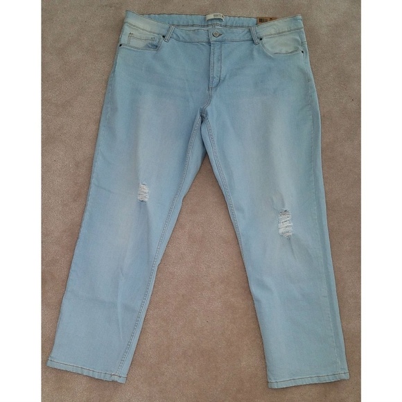 NWT Route 66 Distressed Jeans Pants Womens 34 Relaxed Fit Medium Rise Girlfriend - Picture 1 of 7